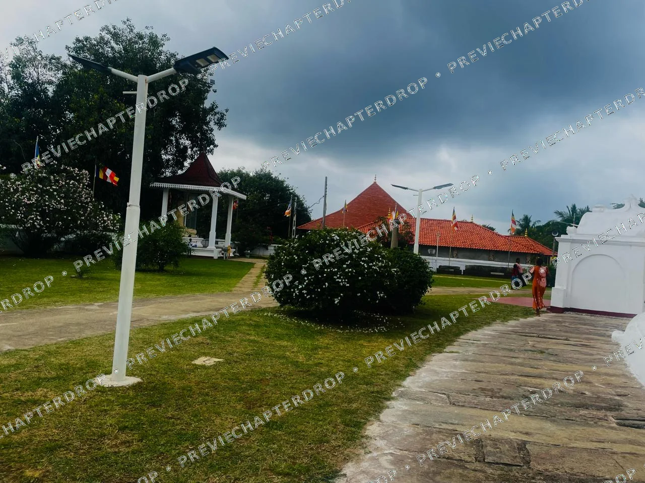 Peaceful Buddhist Temple Courtyard – Sri Lankan Cultural Photography — Cultural Photography — digital image preview